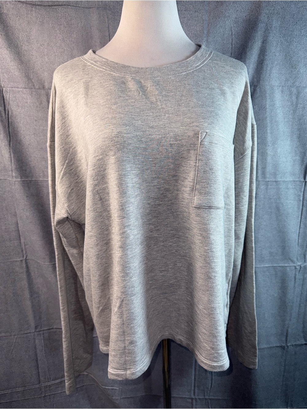 1279-GAP Light Gray Women's Crewneck Sweater with Chest Pocket